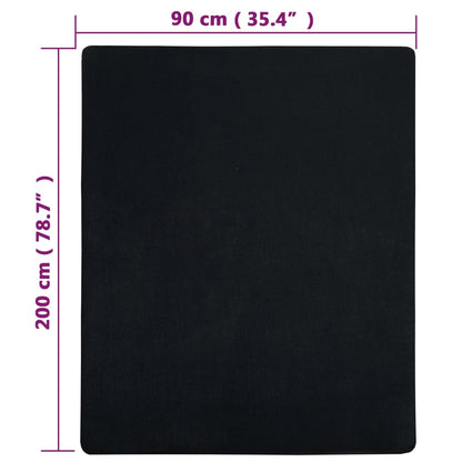vidaXL Jersey Fitted Sheet Black 90x200 cm Cotton