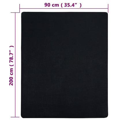vidaXL Jersey Fitted Sheet Black 90x200 cm Cotton