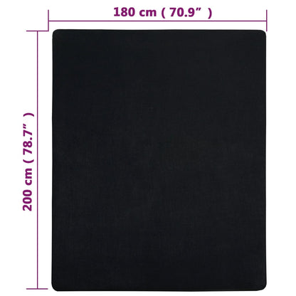 vidaXL Jersey Fitted Sheets 2 pcs Black 180x200 cm Cotton