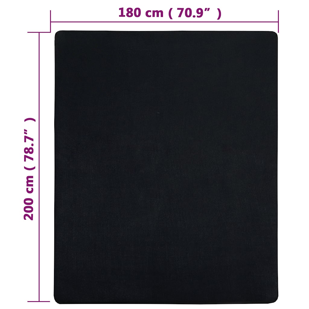 vidaXL Jersey Fitted Sheets 2 pcs Black 180x200 cm Cotton