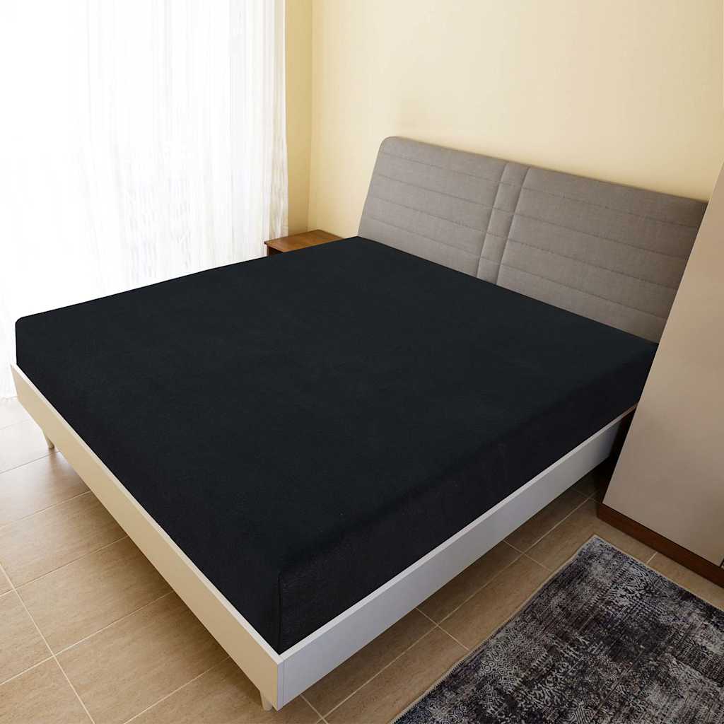 vidaXL Jersey Fitted Sheets 2 pcs Black 180x200 cm Cotton
