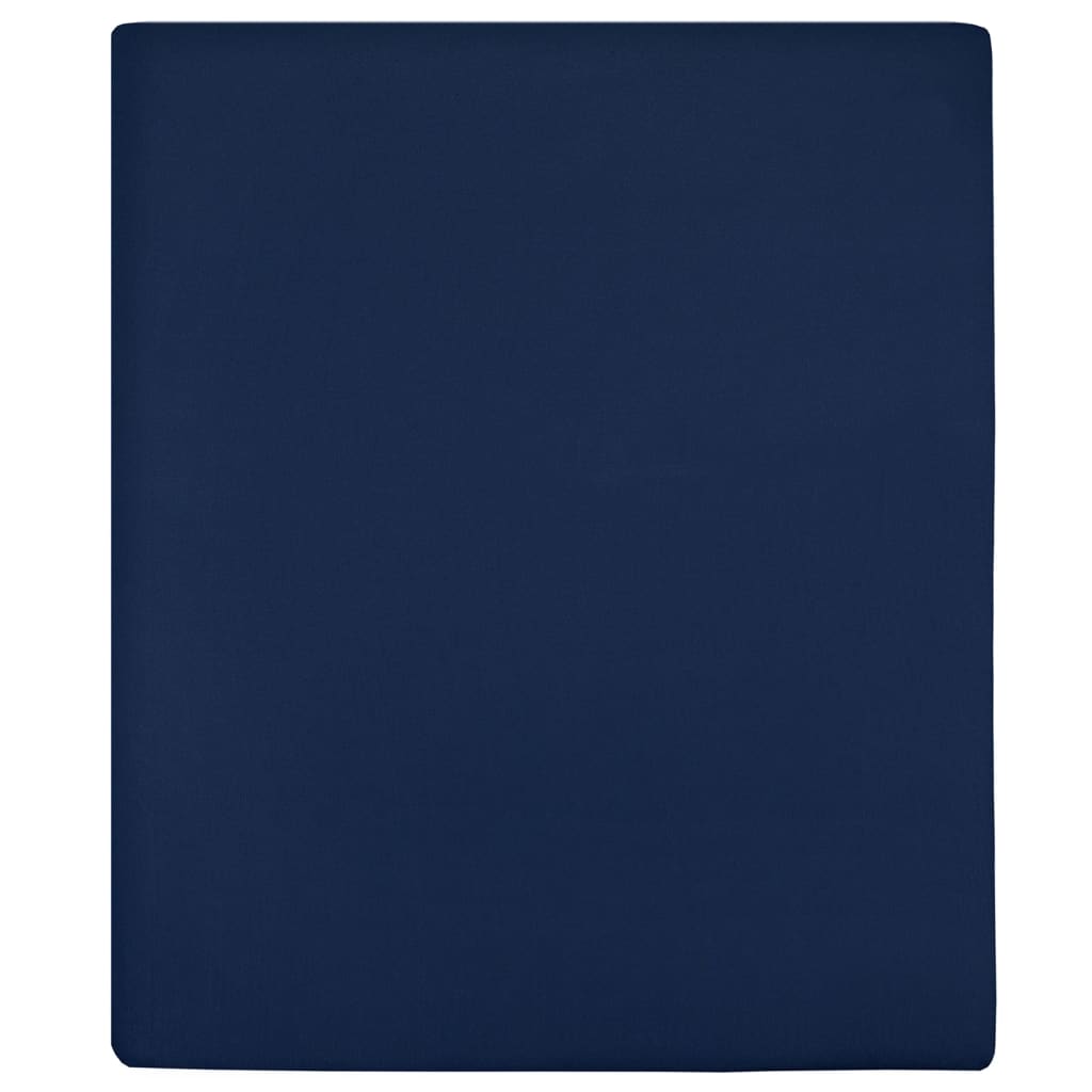 vidaXL Jersey Fitted Sheet Navy Blue 90x200 cm Cotton