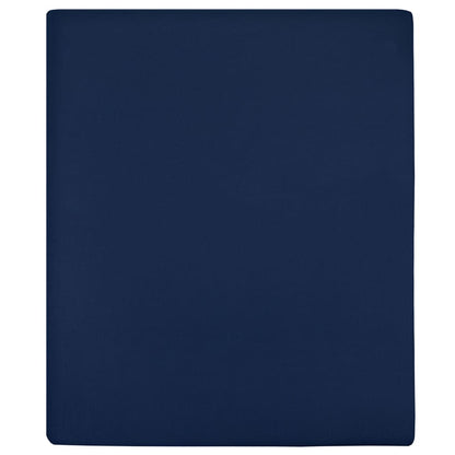 vidaXL Jersey Fitted Sheet Navy Blue 90x200 cm Cotton