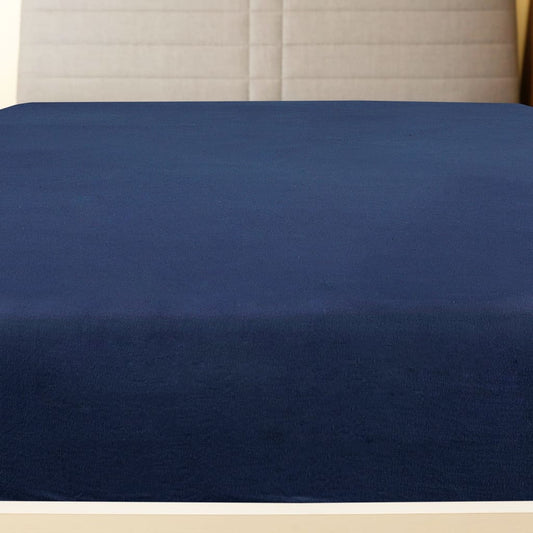 vidaXL Jersey Fitted Sheet Navy Blue 100x200 cm Cotton