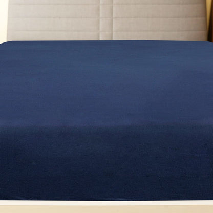 vidaXL Jersey Fitted Sheet Navy Blue 100x200 cm Cotton