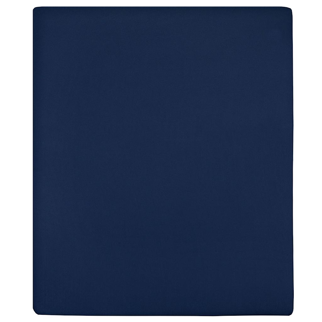 vidaXL Jersey Fitted Sheets 2 pcs Navy Blue 100x200 cm Cotton