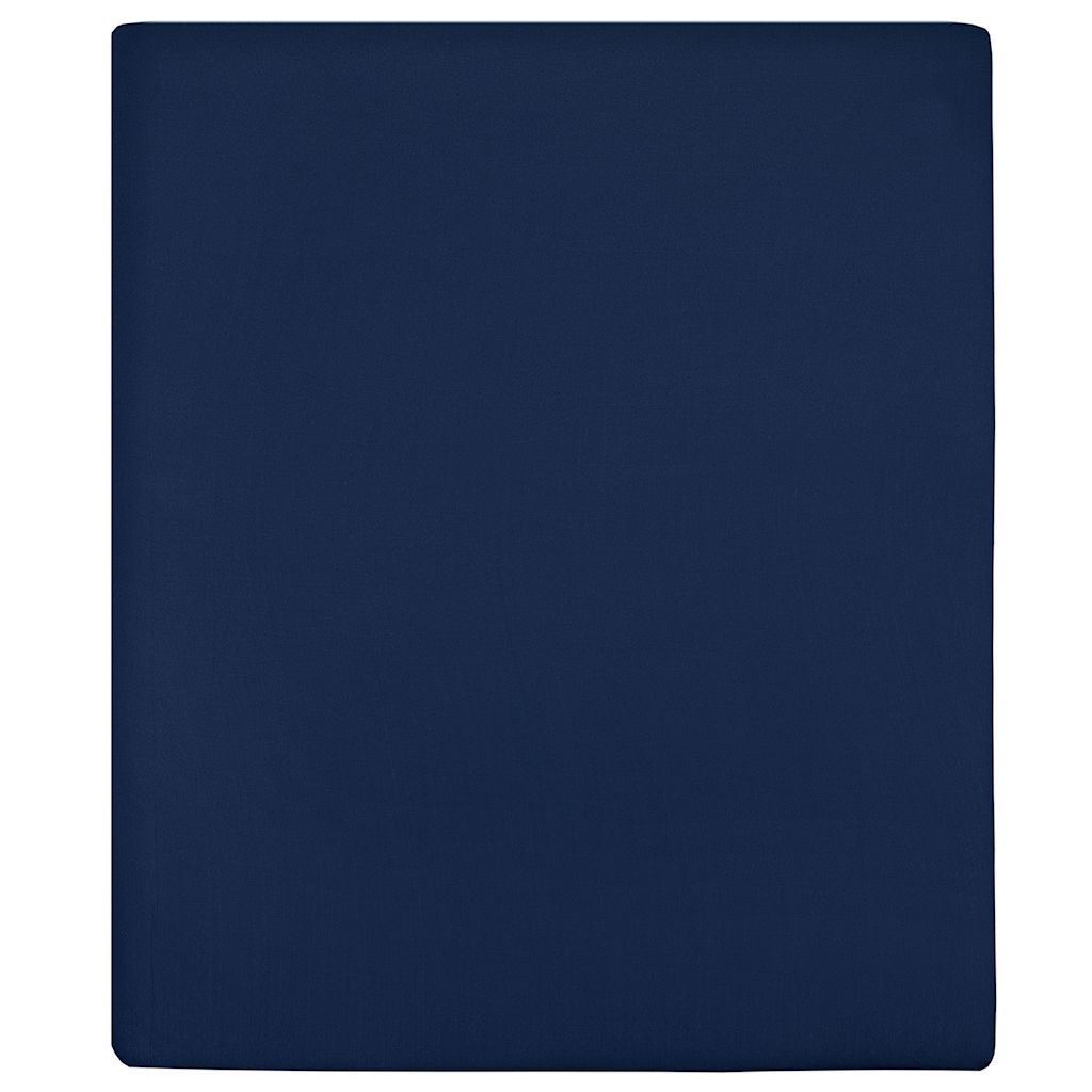 vidaXL Jersey Fitted Sheet Navy Blue 140x200 cm Cotton