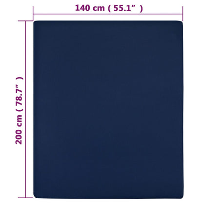 vidaXL Jersey Fitted Sheet Navy Blue 140x200 cm Cotton