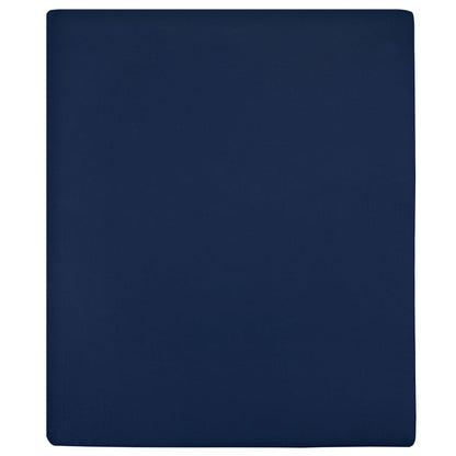 vidaXL Jersey Fitted Sheet Navy Blue 180x200 cm Cotton