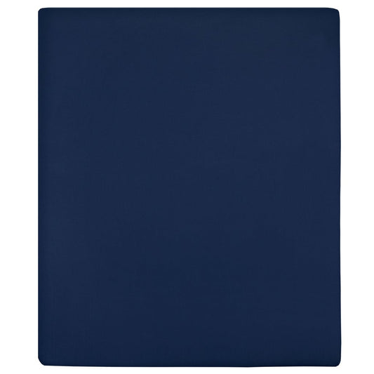 vidaXL Jersey Fitted Sheets 2 pcs Navy Blue 180x200 cm Cotton