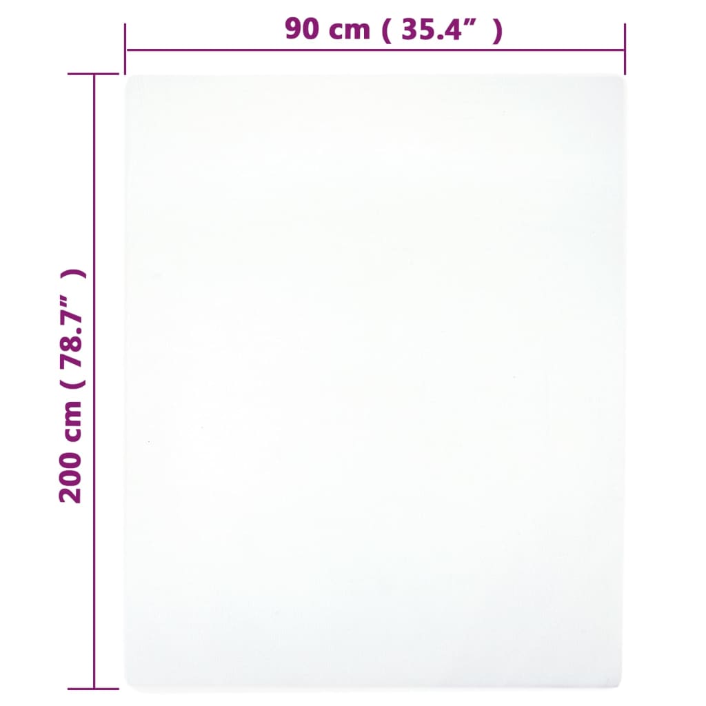 vidaXL Jersey Fitted Sheets 2 pcs White 90x200 cm Cotton