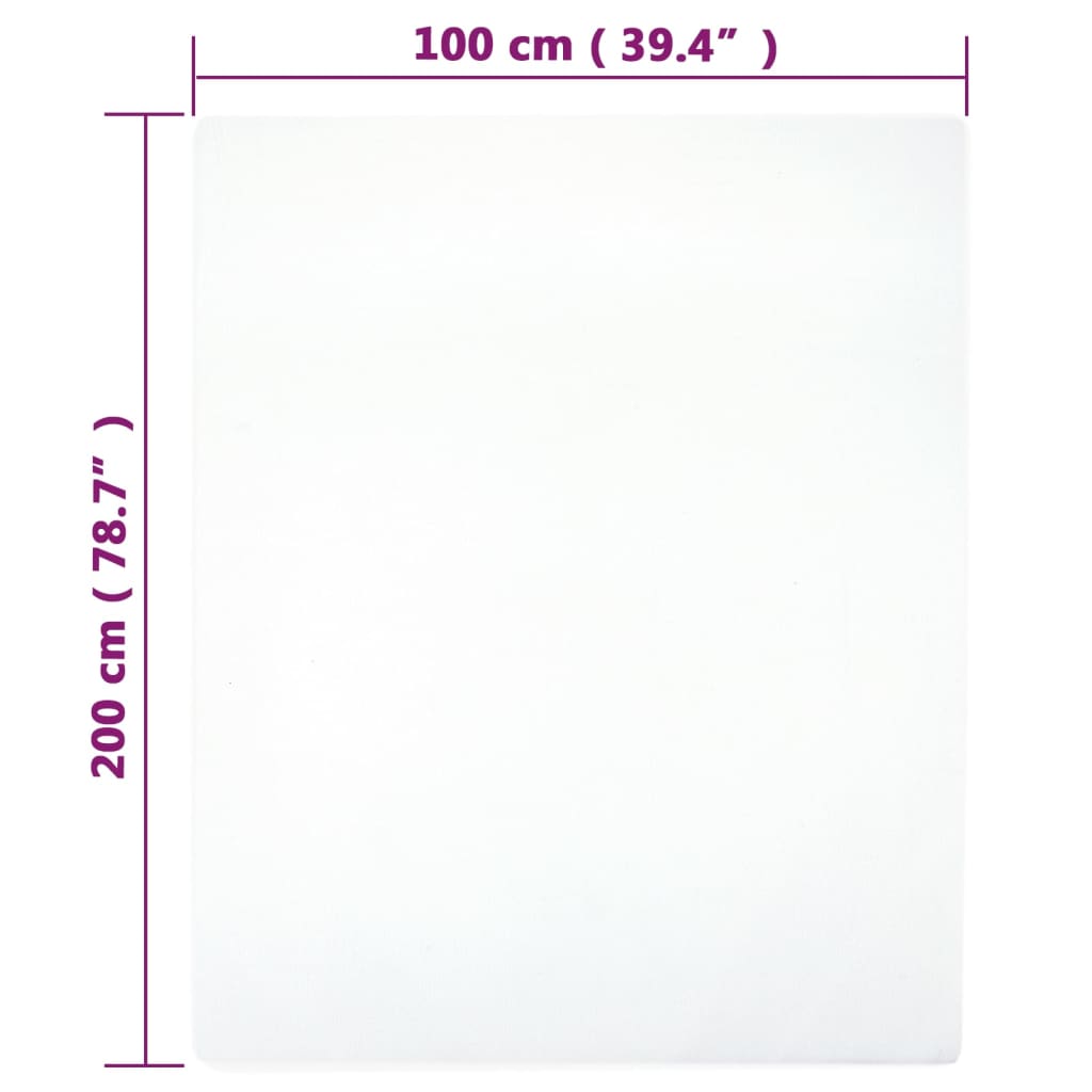 vidaXL Jersey Fitted Sheets 2 pcs White 100x200 cm Cotton