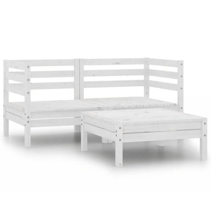 vidaXL 3 Piece Garden Lounge Set Solid Wood Pine White