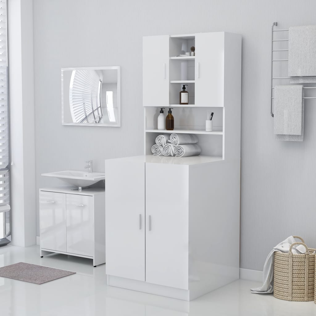 vidaXL Washing Machine Cabinet High Gloss White