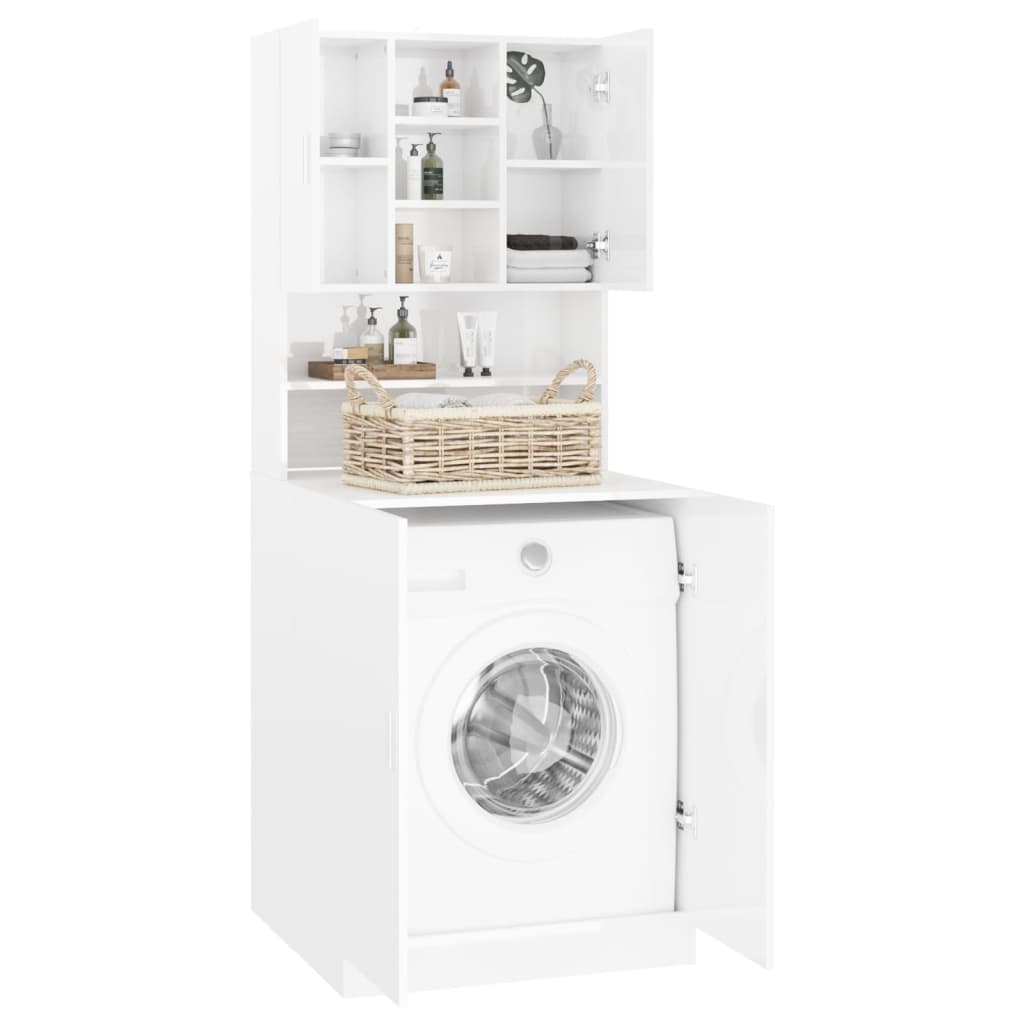 vidaXL Washing Machine Cabinet High Gloss White