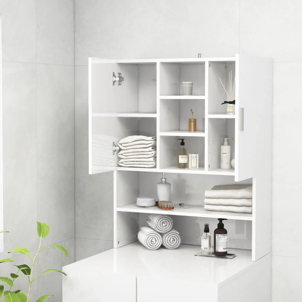 vidaXL Washing Machine Cabinet High Gloss White