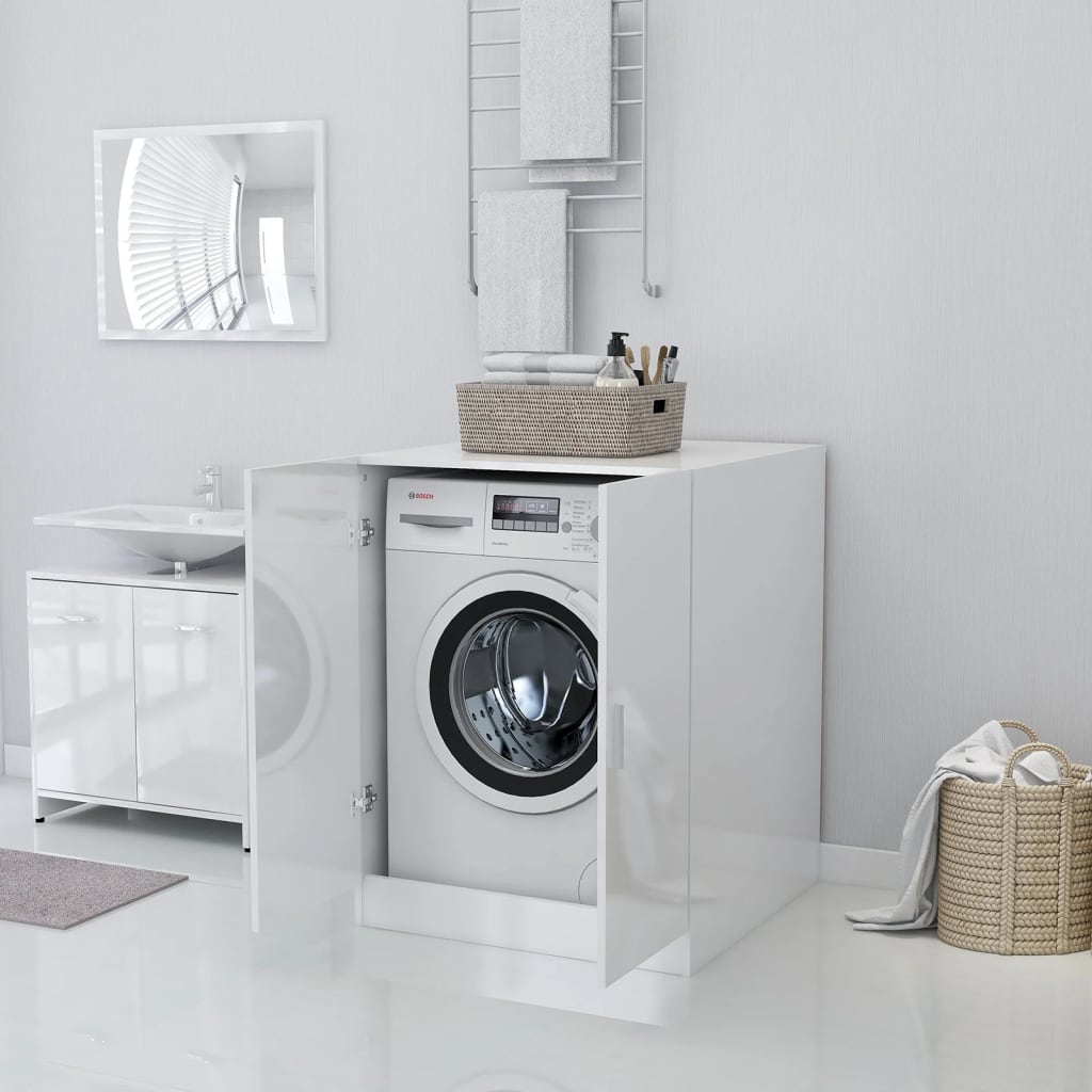 vidaXL Washing Machine Cabinet High Gloss White
