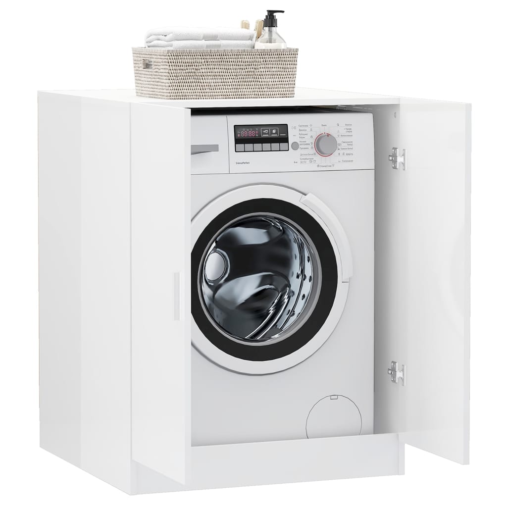 vidaXL Washing Machine Cabinet High Gloss White