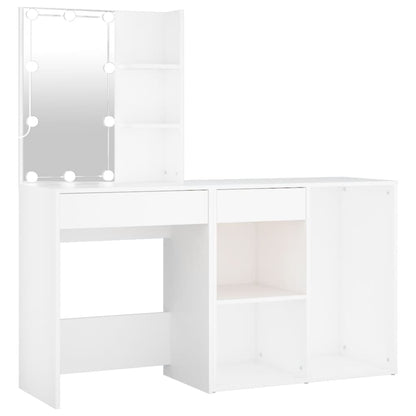 vidaXL LED Dressing Table With Cabinet | White | Engineered wood, acrylic