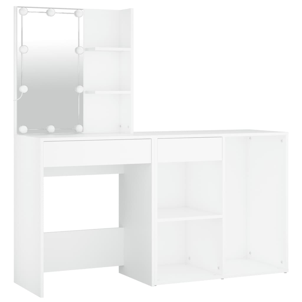 vidaXL LED Dressing Table With Cabinet | White | Engineered wood, acrylic