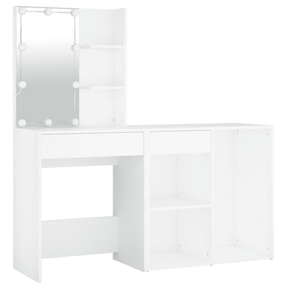vidaXL LED Dressing Table With Cabinet | White | Engineered wood, acrylic