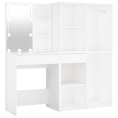 vidaXL LED Dressing Table With Cabinet | White | Engineered wood, acrylic