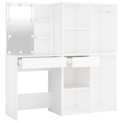 vidaXL LED Dressing Table With Cabinet | White | Engineered wood, acrylic