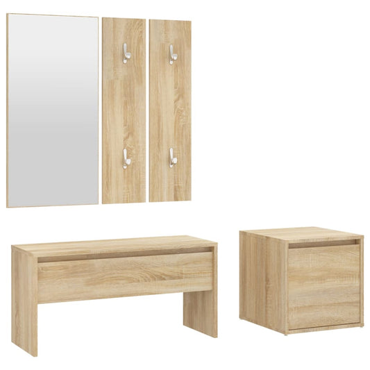 vidaXL Hallway Furniture Set Sonoma Oak Engineered Wood