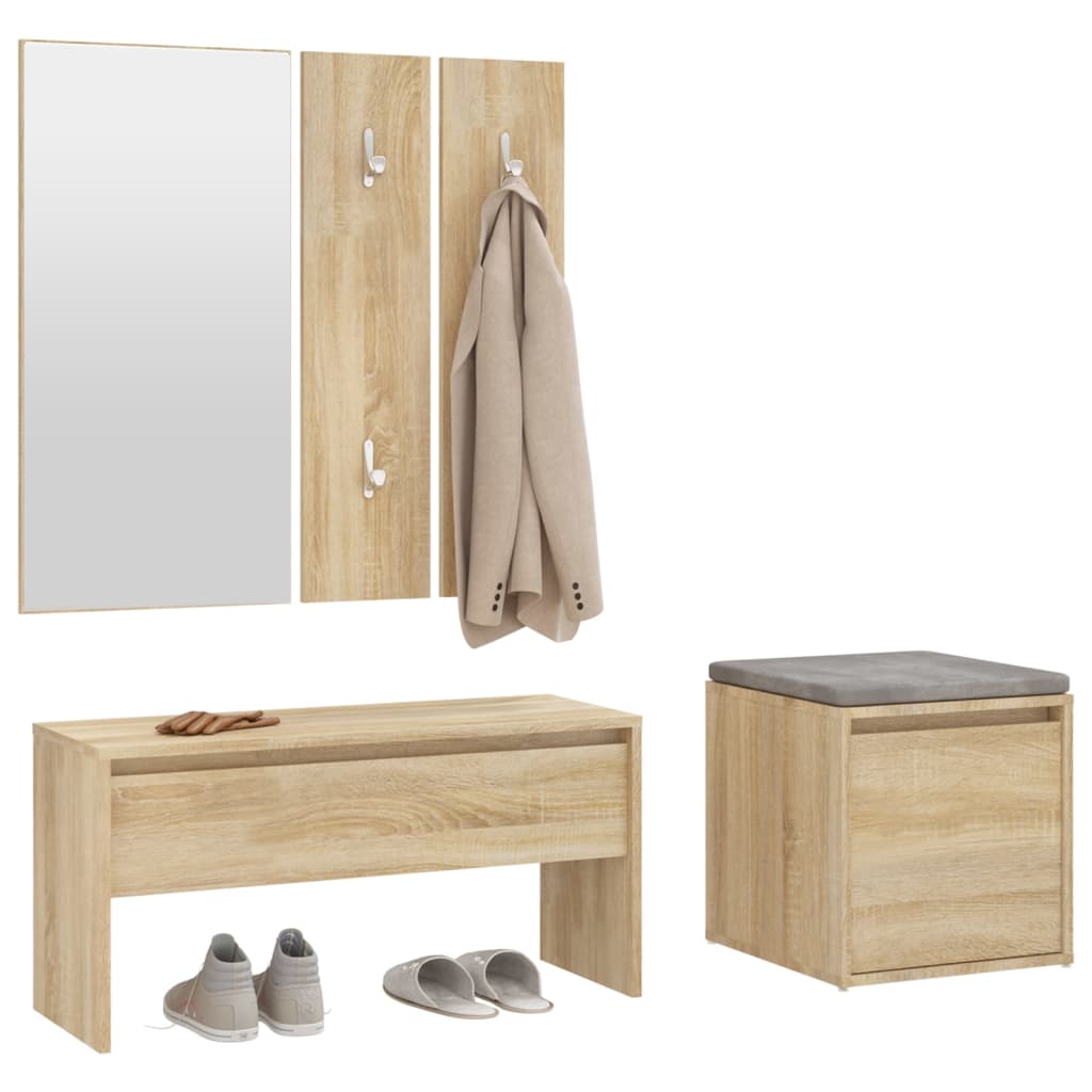 vidaXL Hallway Furniture Set Sonoma Oak Engineered Wood