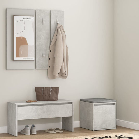 vidaXL Hallway Furniture Set Concrete Grey Engineered Wood
