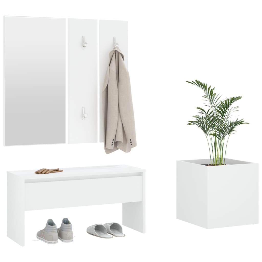 vidaXL Hallway Furniture Set White Engineered Wood