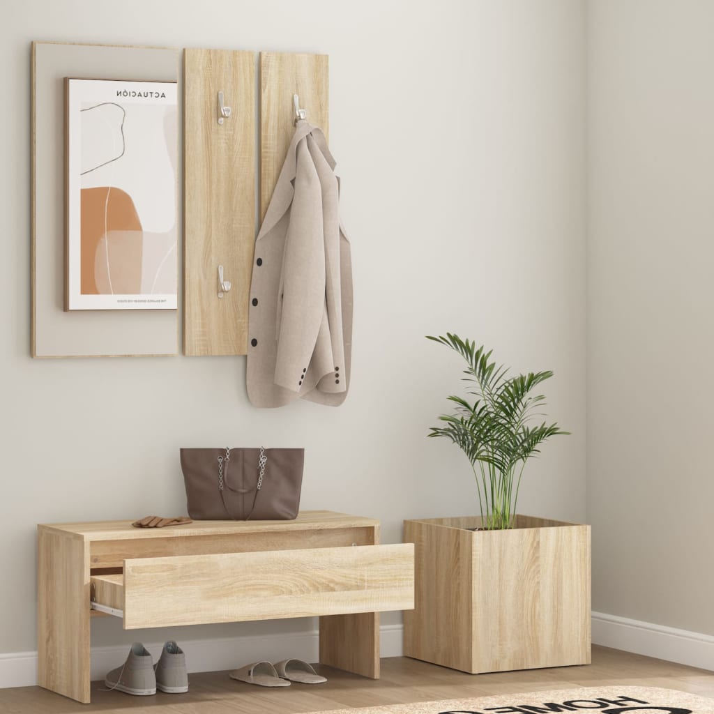 vidaXL Hallway Furniture Set Sonoma Oak Engineered Wood