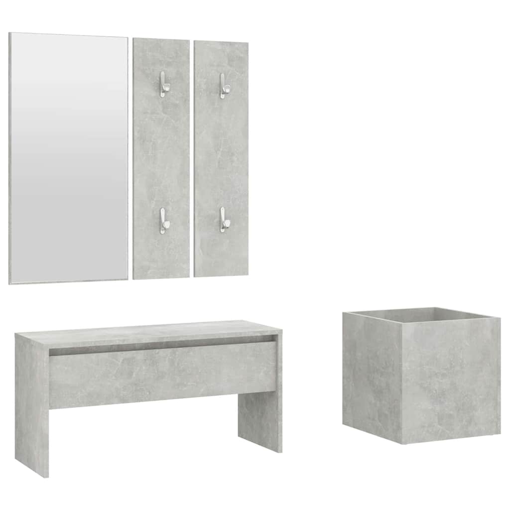 vidaXL Hallway Furniture Set Concrete Grey Engineered Wood