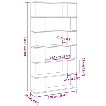 vidaXL Book Cabinet Room Divider Sonoma Oak 100x24x188 cm