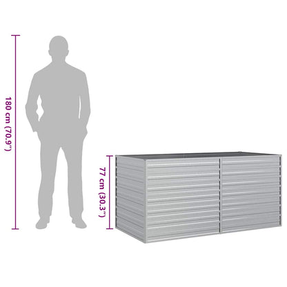 vidaXL Garden Raised Bed 160x80x77 cm Galvanized Steel Silver
