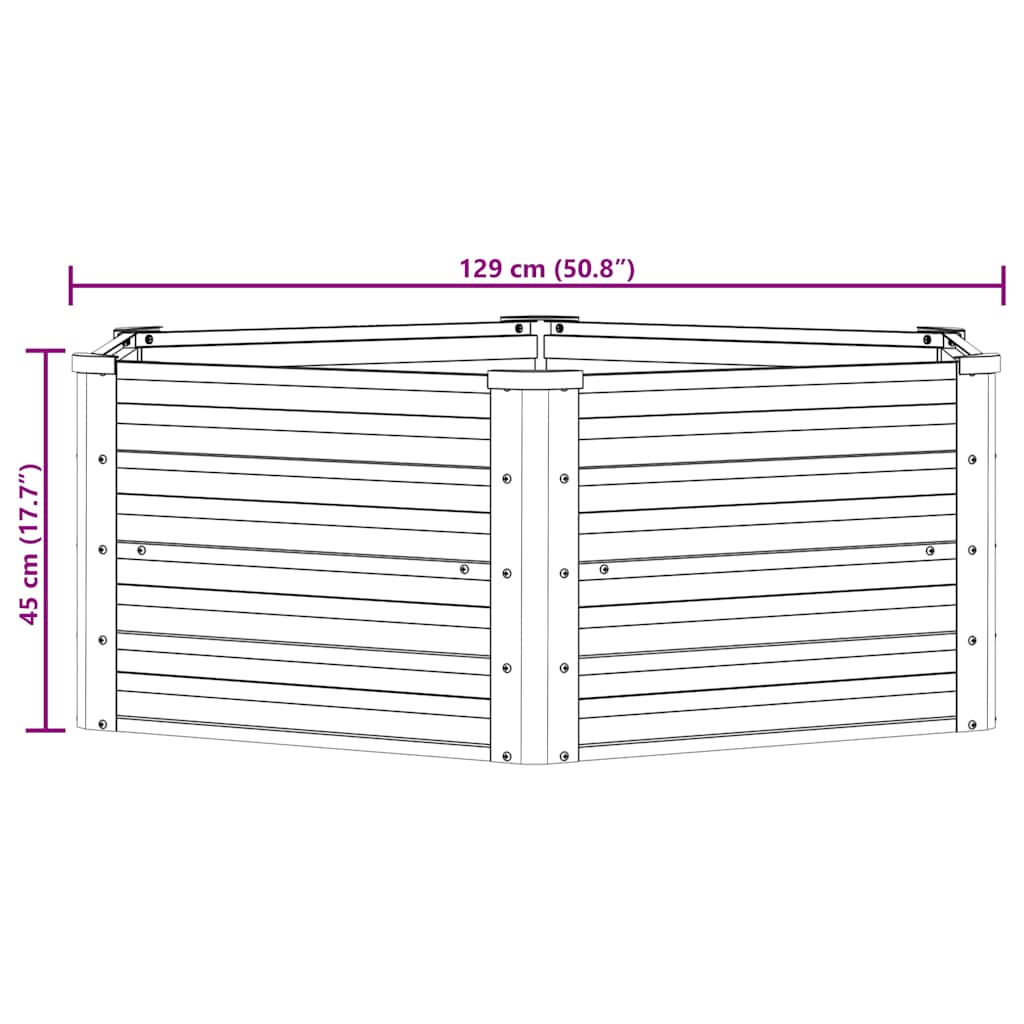 316881 vidaXL Garden Raised Bed 129x45 cm Galvanized Steel Silver