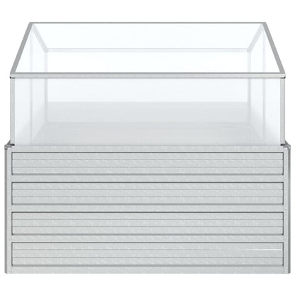 vidaXL Garden Raised Bed with Greenhouse 100x100x85 cm Silver
