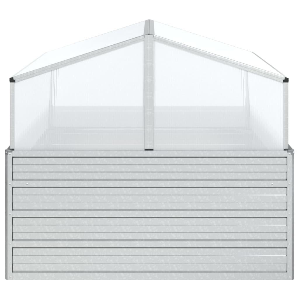 vidaXL Garden Raised Bed with Greenhouse 100x100x85 cm Silver