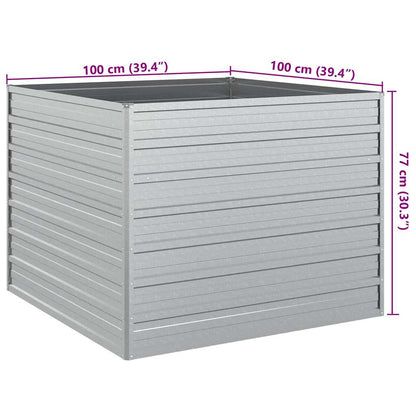 vidaXL Garden Raised Bed 100x100x77 cm Galvanized Steel Silver