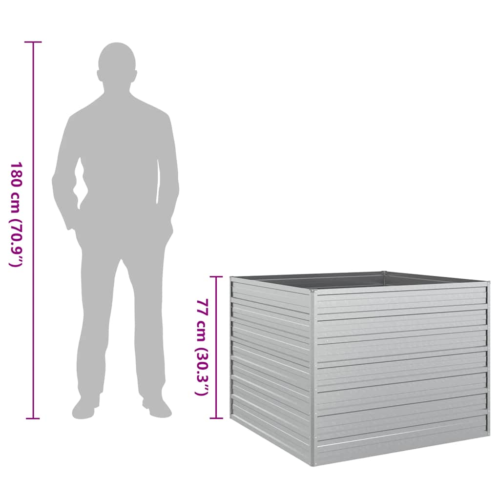 vidaXL Garden Raised Bed 100x100x77 cm Galvanized Steel Silver