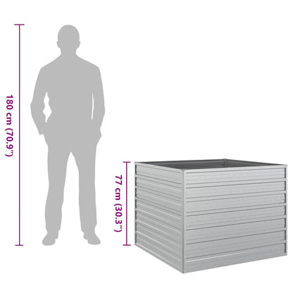 vidaXL Garden Raised Bed 100x100x77 cm Galvanized Steel Silver