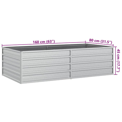 vidaXL Garden Raised Bed 160x80x45 cm Galvanized Steel Silver