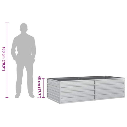 vidaXL Garden Raised Bed 160x80x45 cm Galvanized Steel Silver