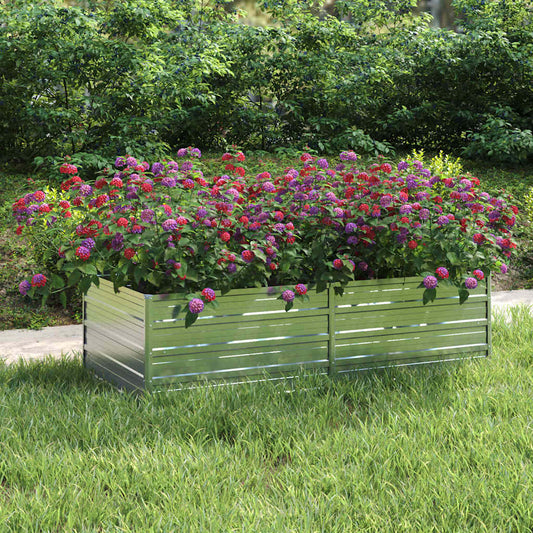 vidaXL Garden Raised Bed 160x80x45 cm Galvanized Steel Silver