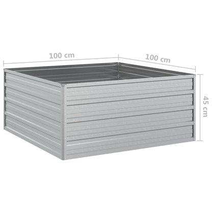 vidaXL Garden Raised Bed 100x100x45 cm Galvanized Steel Silver