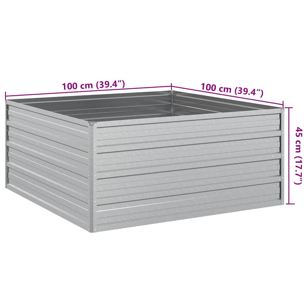 vidaXL Garden Raised Bed 100x100x45 cm Galvanized Steel Silver