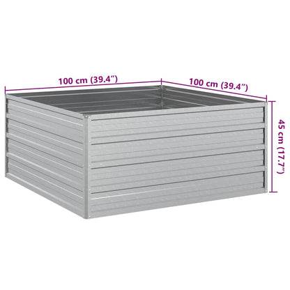 vidaXL Garden Raised Bed 100x100x45 cm Galvanized Steel Silver
