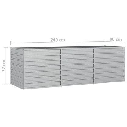 vidaXL Garden Raised Bed 240x80x77 cm Galvanized Steel Silver