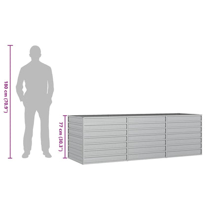 vidaXL Garden Raised Bed 240x80x77 cm Galvanized Steel Silver