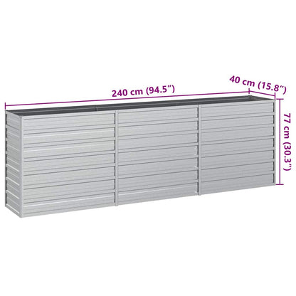 vidaXL Garden Raised Bed 240x40x77 cm Galvanized Steel Silver